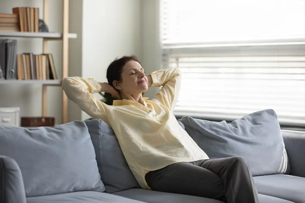 Woman breathing deeply
