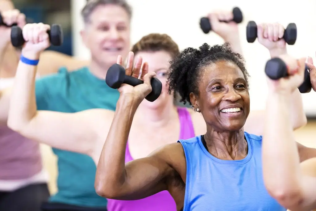 People working out in a group class
