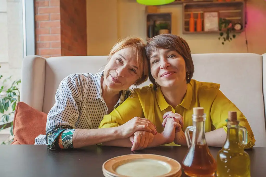 Two women at a restaurant