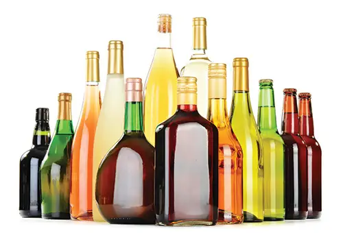 Bottles of liquor and wine