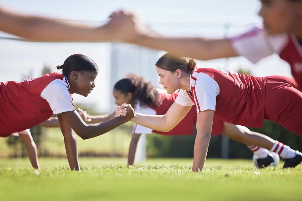 Athletes warming up before a game