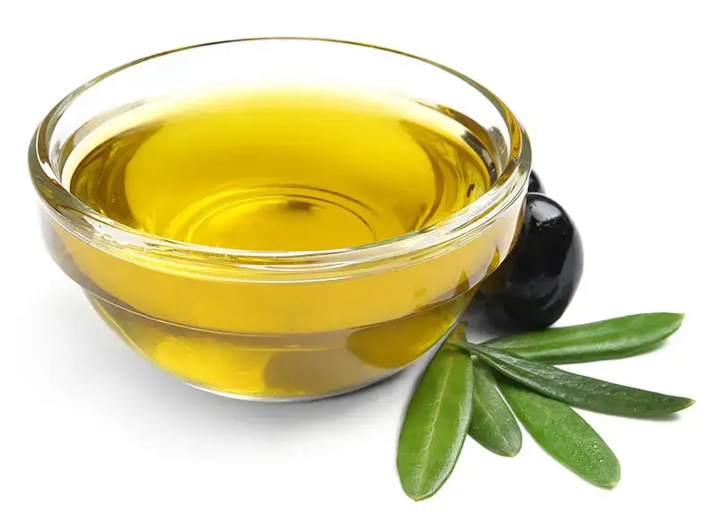 Olive oil on white background