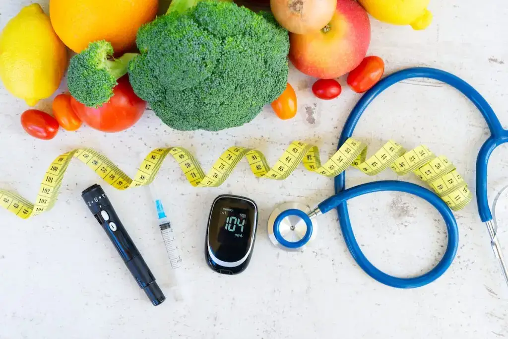 Diabetes tools laid on table