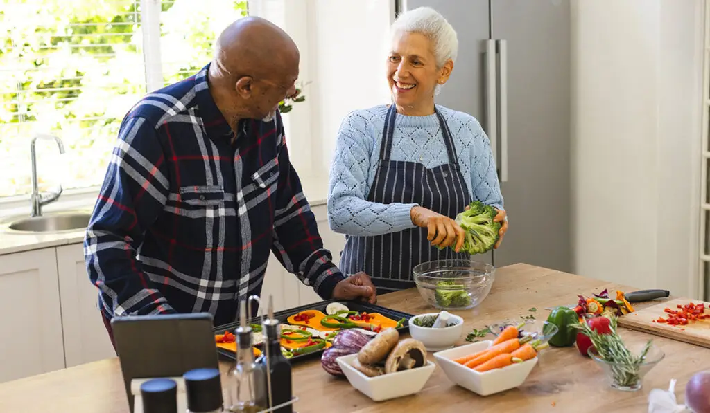 Couple cooking in the kitchen