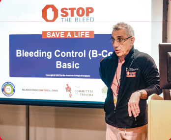 Physician-in-Chief of Shock Trauma since 1997, Tom Scalea, MD, knows how to save a life and lends his expertise to a Stop the Bleed session.