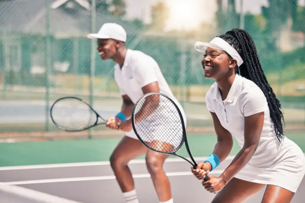man and women tenis match