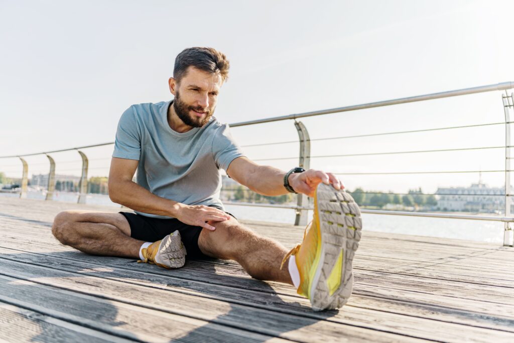 man stretching