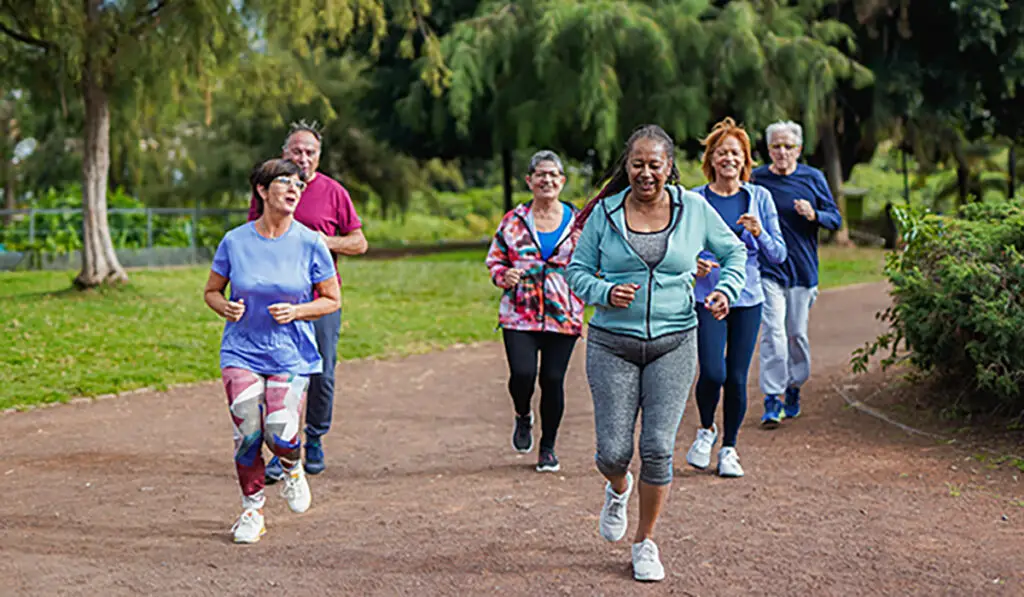 Group of people running together